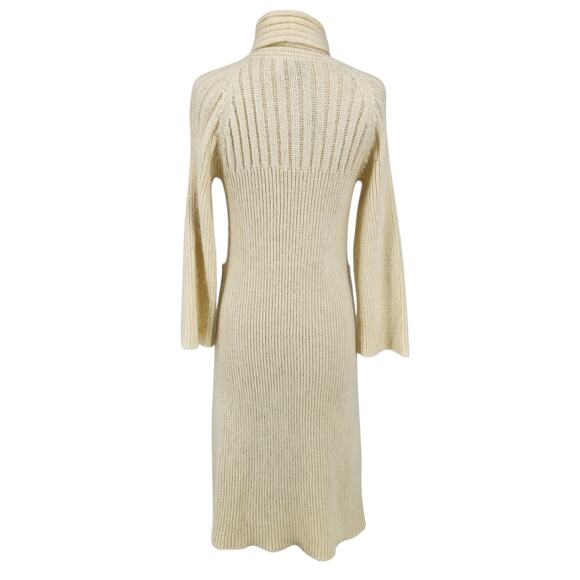 Vintage Cream Knit Cardigan Sweater Duster with Attached Scarf – Mohair Blend - Picture 7 of 12